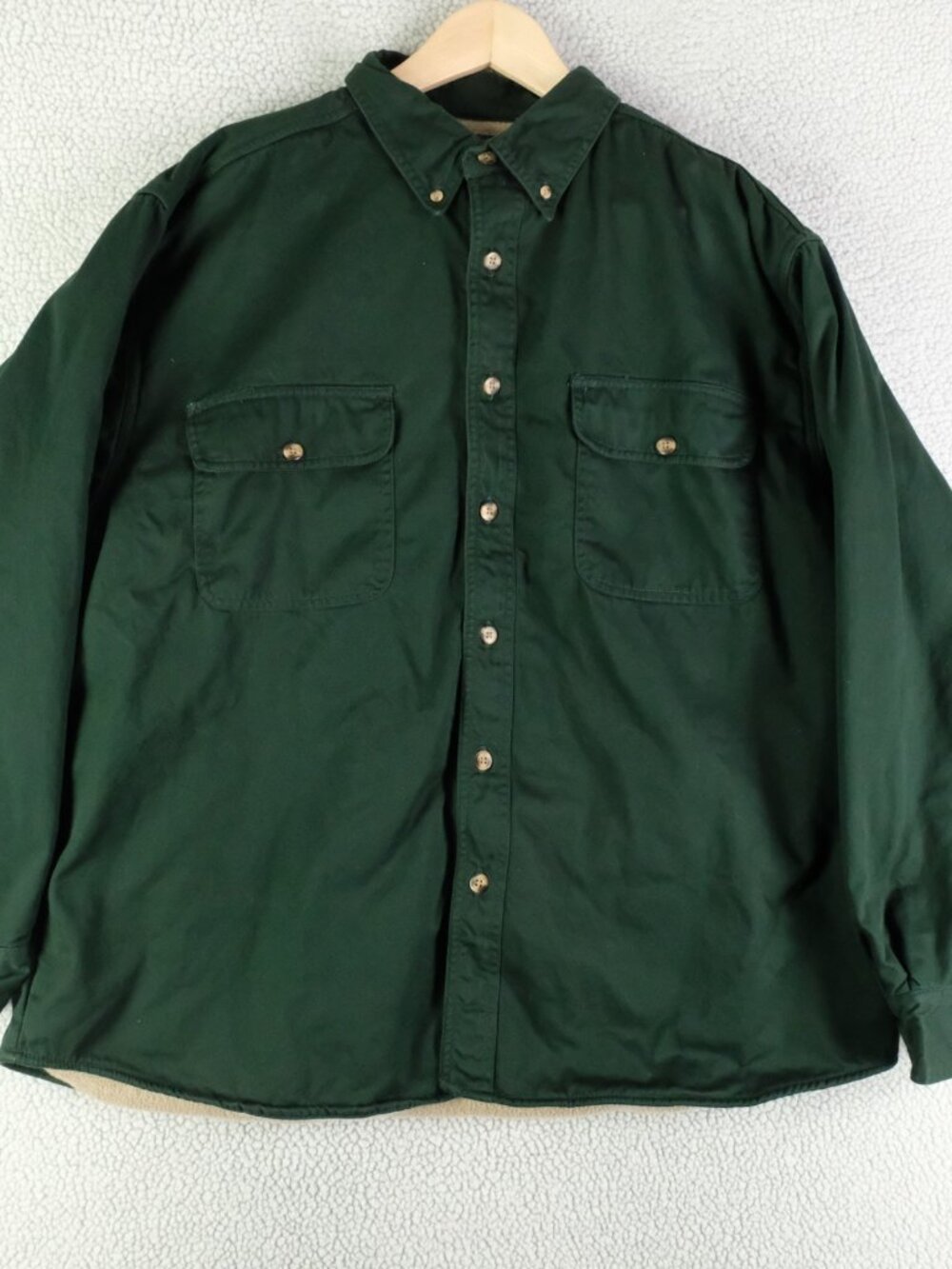 Woolrich Jacket Mens Extra Large Green Shacket Fleece Lined Button Up Outdoor